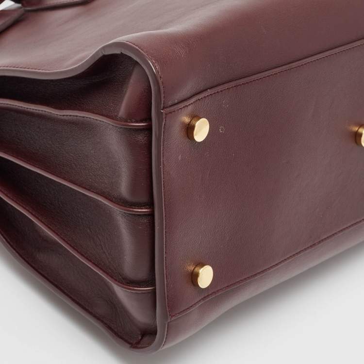 Pre Owned Saint Laurent Burgundy Leather Small Classic Sac De Jour Tote