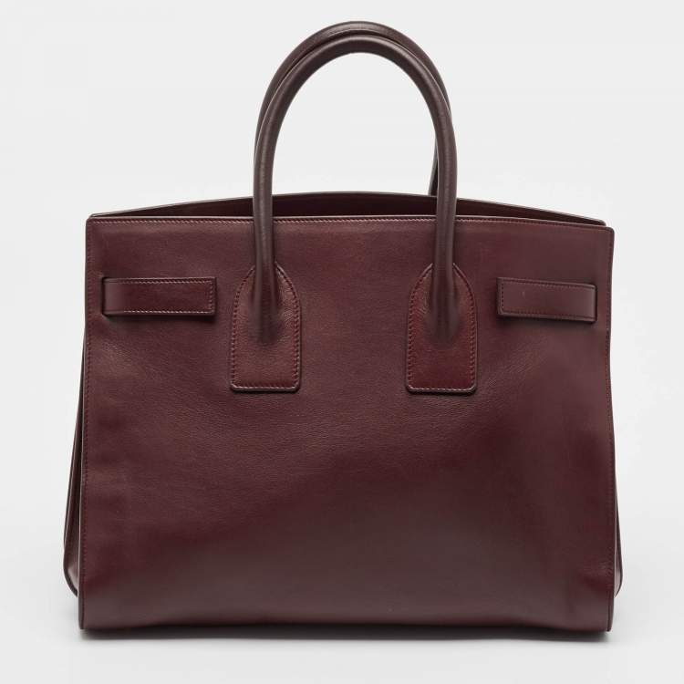 Pre Owned Saint Laurent Burgundy Leather Small Classic Sac De Jour Tote
