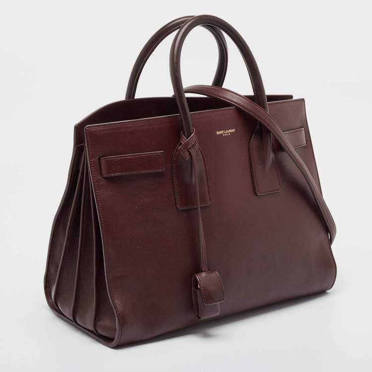 Pre Owned Saint Laurent Burgundy Leather Small Classic Sac De Jour Tote