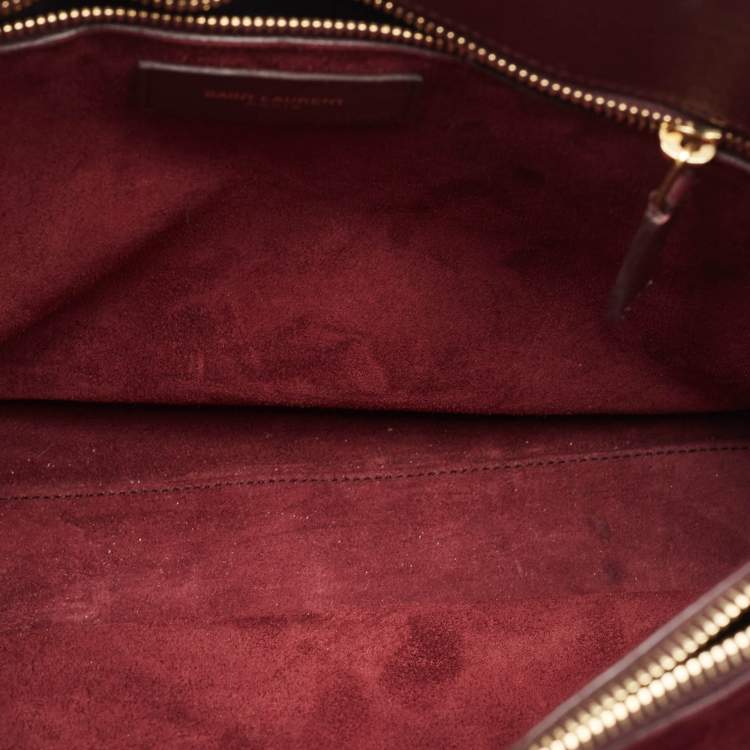 Pre Owned Saint Laurent Burgundy Leather Small Classic Sac De Jour Tote