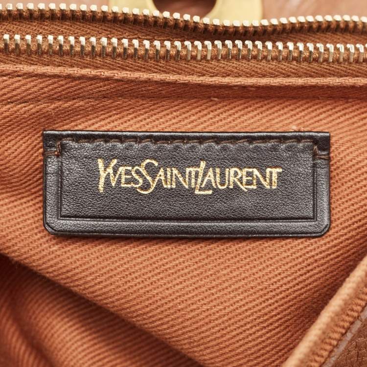 Pre Owned Saint Laurent Brown Canvas and Leather Muse Two Bag
