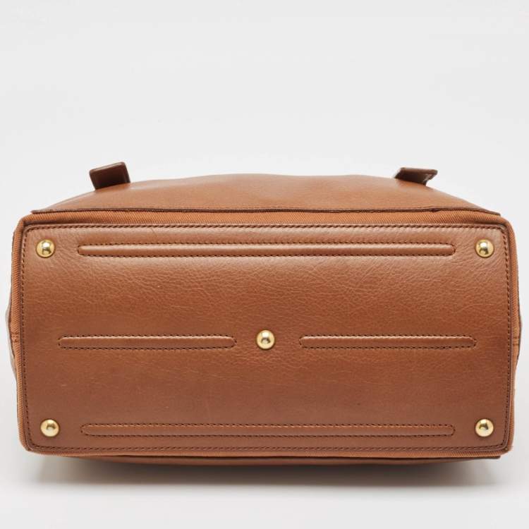 Pre Owned Saint Laurent Brown Canvas and Leather Muse Two Bag