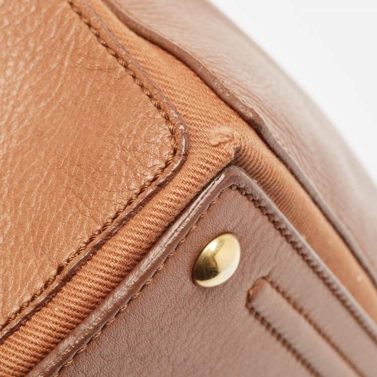 Pre Owned Saint Laurent Brown Canvas and Leather Muse Two Bag