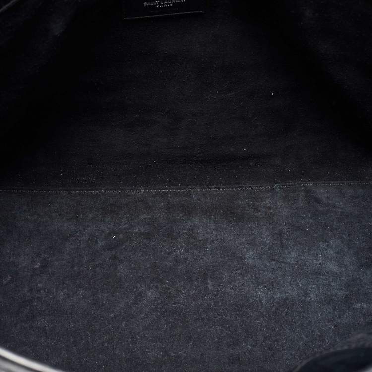 Pre Owned Saint Laurent Black Crocodile Embossed Leather Large Souple Sac De Jour Tote