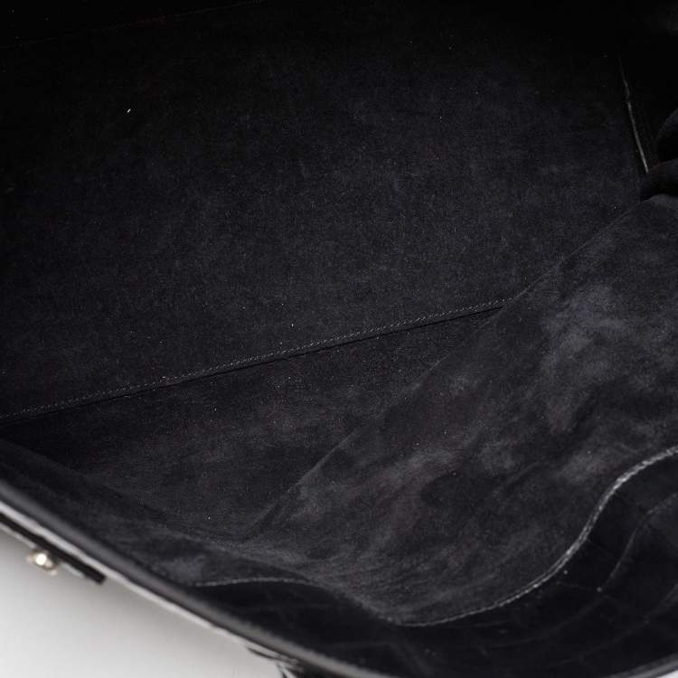 Pre Owned Saint Laurent Black Crocodile Embossed Leather Large Souple Sac De Jour Tote