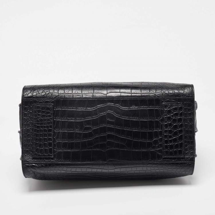 Pre Owned Saint Laurent Black Crocodile Embossed Leather Large Souple Sac De Jour Tote