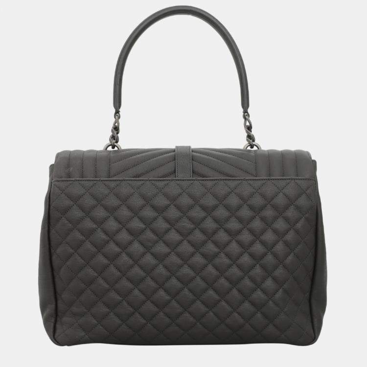 Pre Owned Saint Laurent Dark Grey Monogram College Bag
