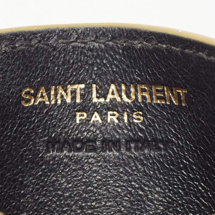 Pre Owned Saint Laurent Yellow Matelassé Leather Cassandre Card Holder