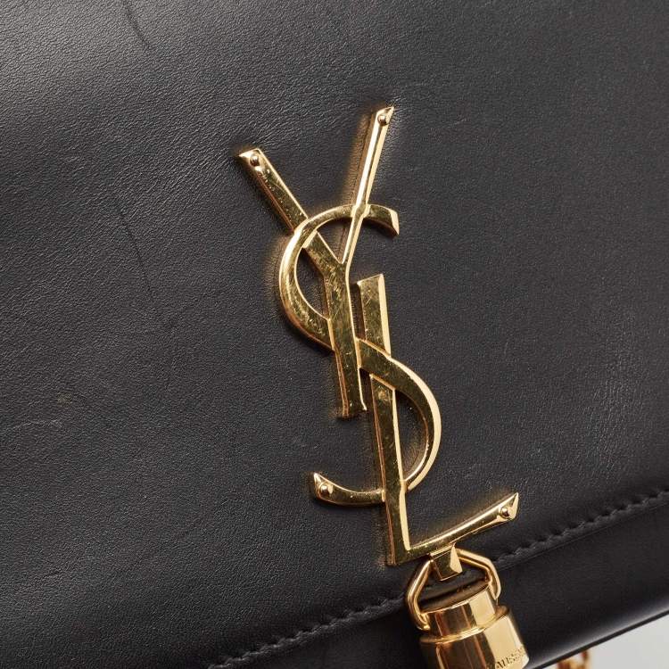 Pre Owned Saint Laurent Black Leather Medium Kate Tassel Shoulder Bag