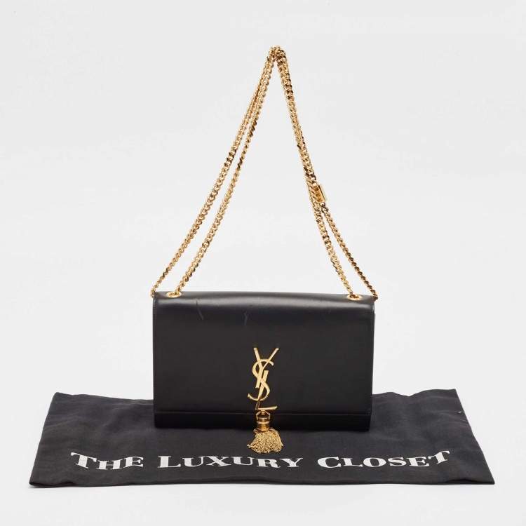 Pre Owned Saint Laurent Black Leather Medium Kate Tassel Shoulder Bag