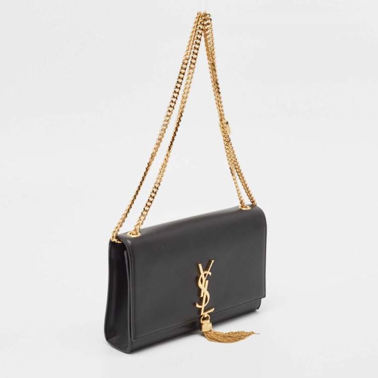 Pre Owned Saint Laurent Black Leather Medium Kate Tassel Shoulder Bag