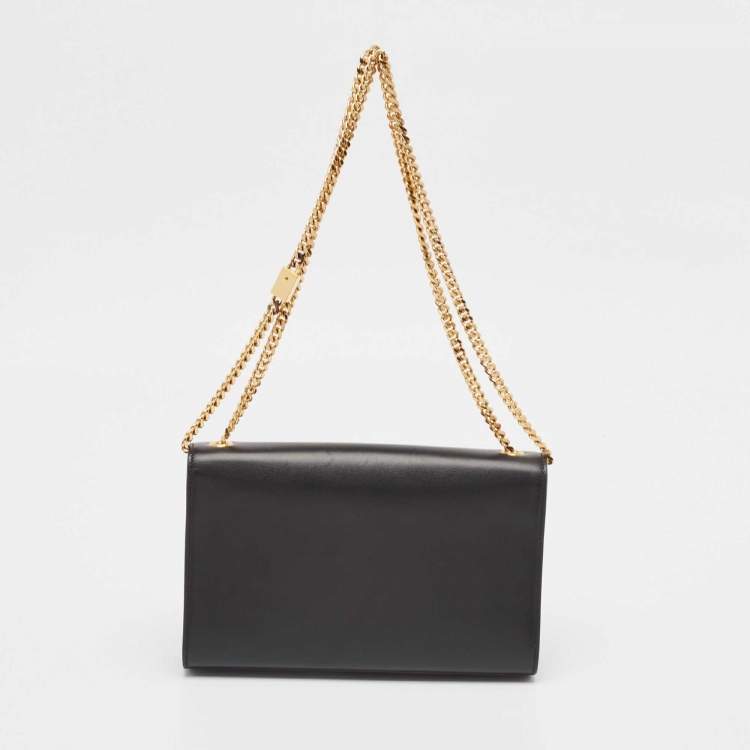 Pre Owned Saint Laurent Black Leather Medium Kate Tassel Shoulder Bag