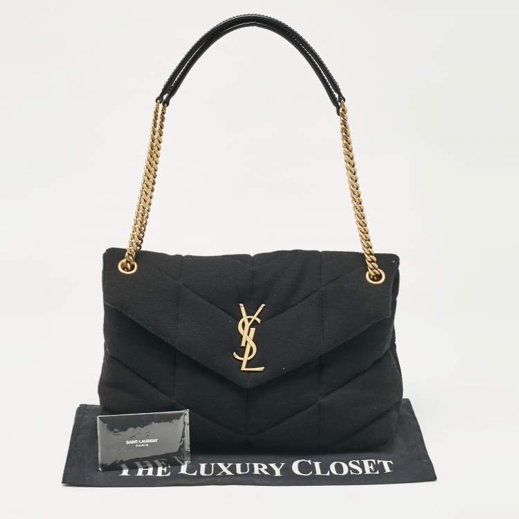 Pre Owned Saint Laurent Black Quilted Fabric Medium Loulou Puffer Shoulder Bag