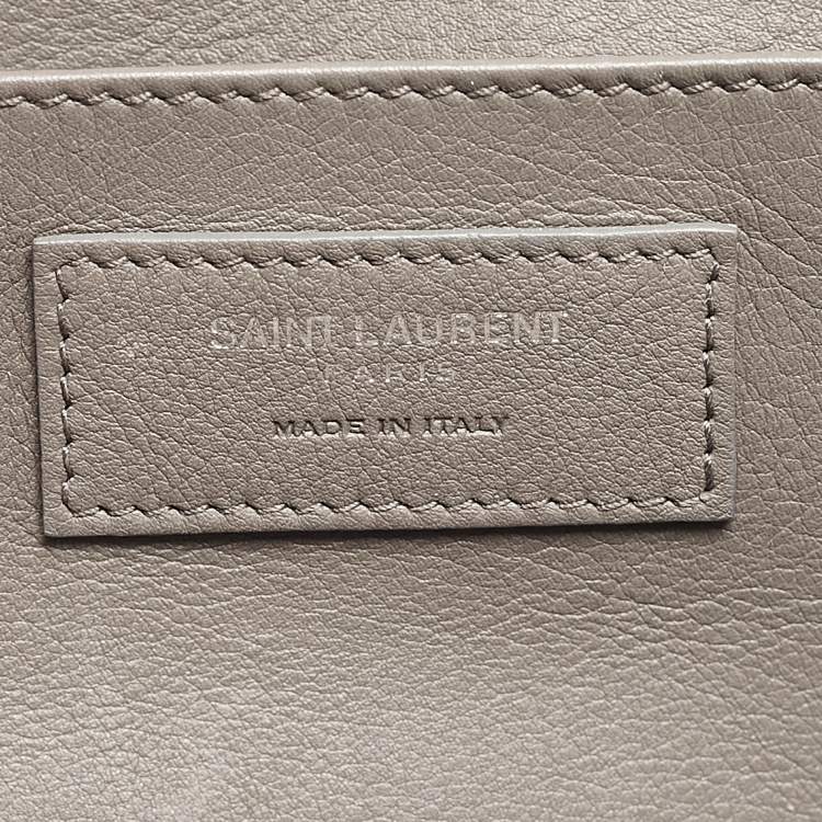 Pre Owned Saint Laurent Grey Croc Embossed and Leather Baby Downtown Cabas Tote