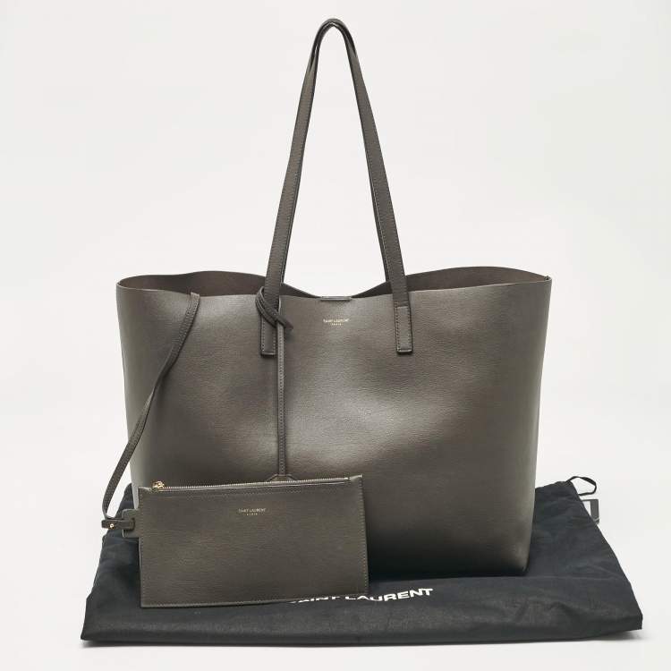 Pre Owned Saint Laurent Grey Leather East West Tote