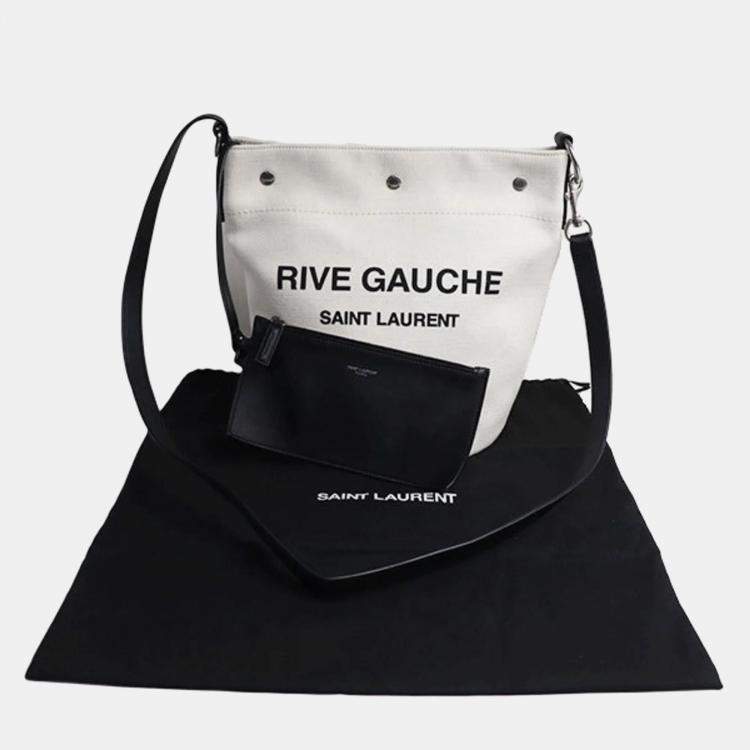 Pre Owned Saint Laurent Paris Black/White Canvas Rive Gauche Tote Bag