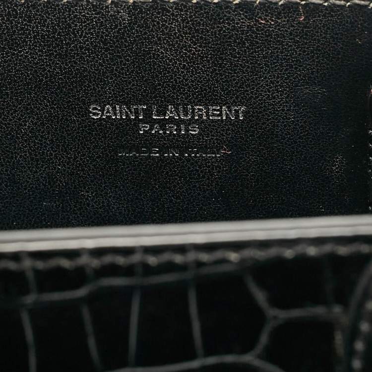 مملوكة مسبقًا Saint Laurent Black Croc Embossed Leather Nano Classic Sac De Jour Tote