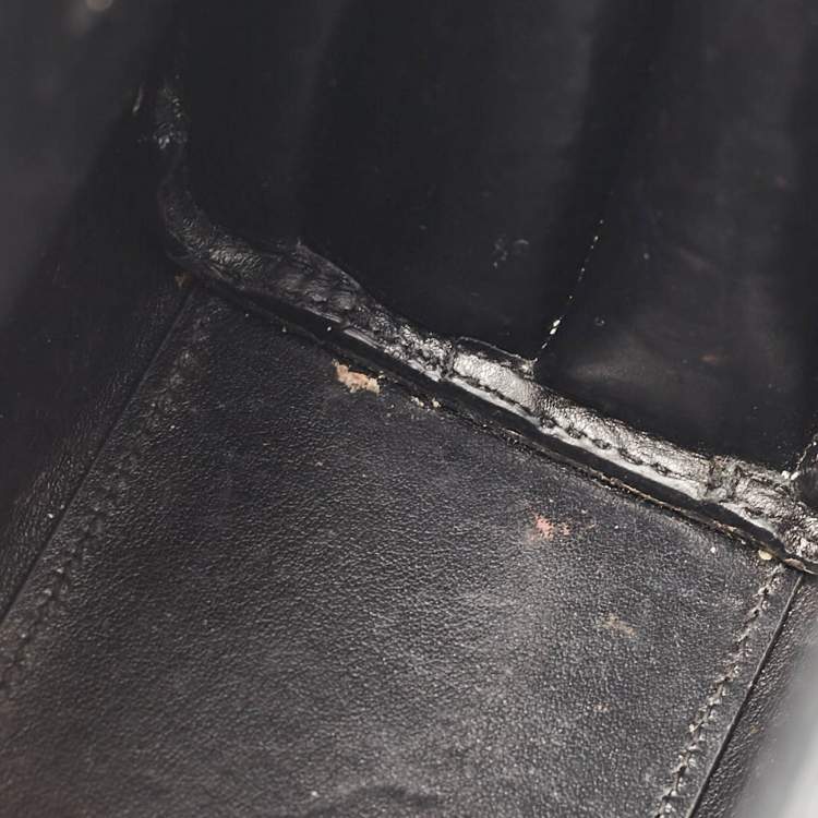 مملوكة مسبقًا Saint Laurent Black Croc Embossed Leather Nano Classic Sac De Jour Tote