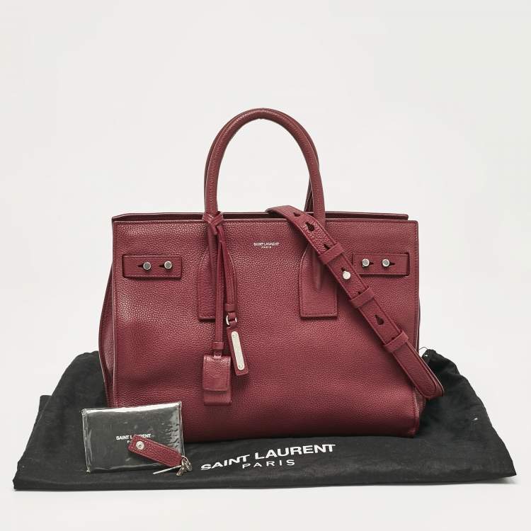 Pre Owned Saint Laurent Red Leather Small Classic Sac De Jour Tote