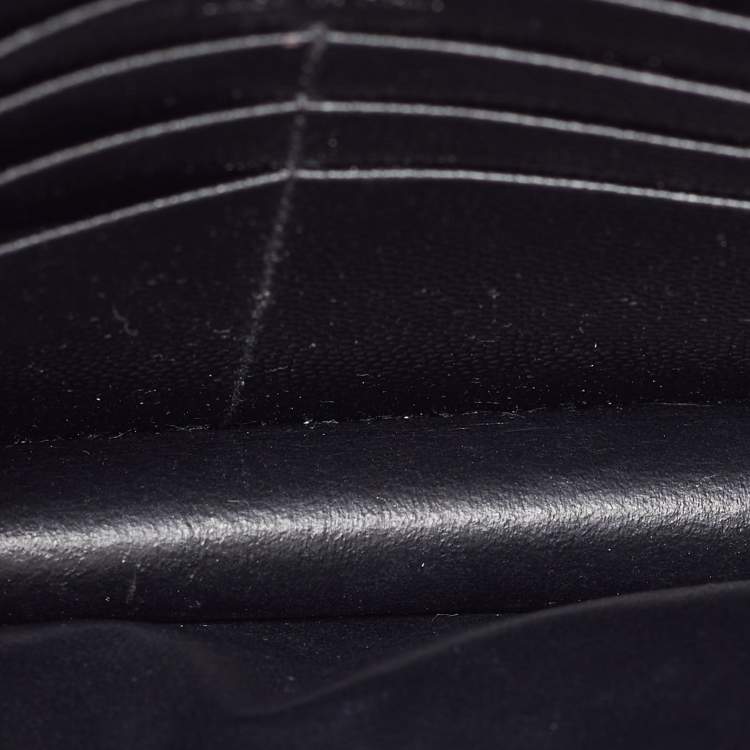 Pre Owned Saint Laurent Black Matelassé Leather Monogram Envelope Wallet on Chain
