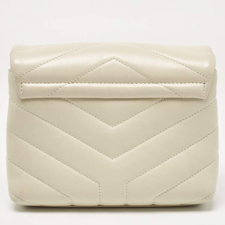 مملوكة مسبقًا Saint Laurent Off White Matelassé Leather Toy Loulou Crossbody Bag