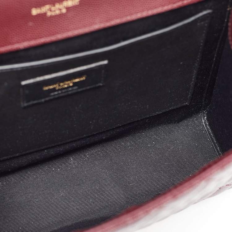 Pre Owned Saint Laurent Burgundy Leather Small Envelope Shoulder Bag