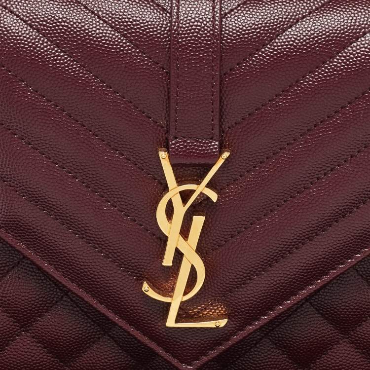 Pre Owned Saint Laurent Burgundy Leather Small Envelope Shoulder Bag