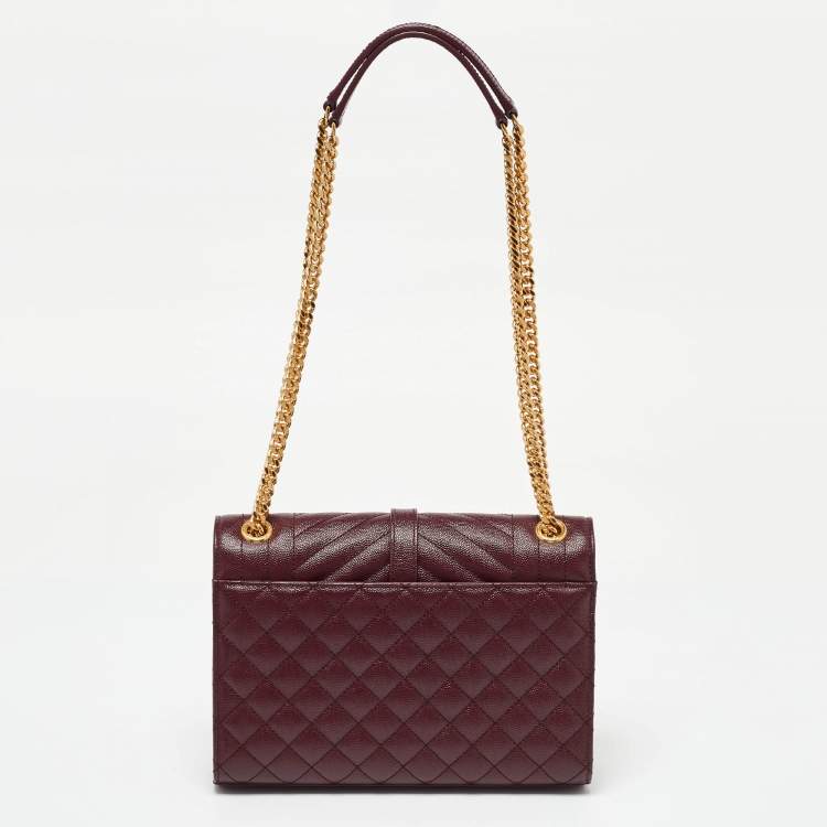 Pre Owned Saint Laurent Burgundy Leather Small Envelope Shoulder Bag