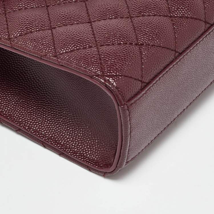 Pre Owned Saint Laurent Burgundy Leather Small Envelope Shoulder Bag