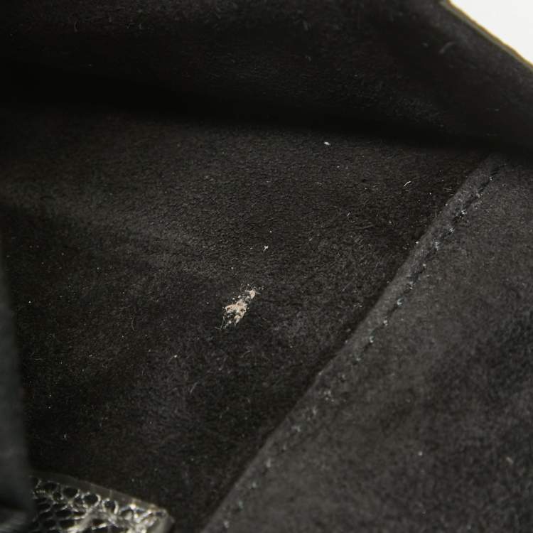 Pre Owned Saint Laurent Silver Lizard Embossed Leather Lutetia Clutch