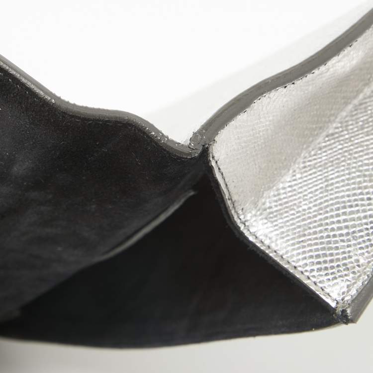 Pre Owned Saint Laurent Silver Lizard Embossed Leather Lutetia Clutch