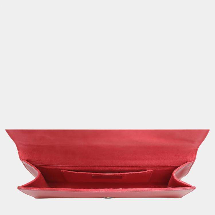 مملوكة مسبقًا Saint Laurent Paris Red Leather Y Chyc Clutch Bag