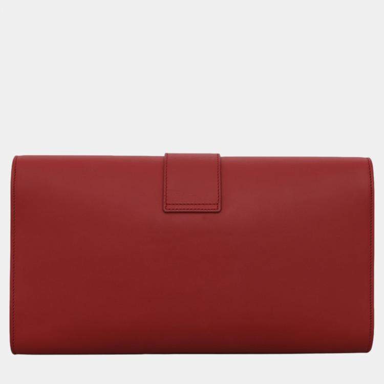 مملوكة مسبقًا Saint Laurent Paris Red Leather Y Chyc Clutch Bag