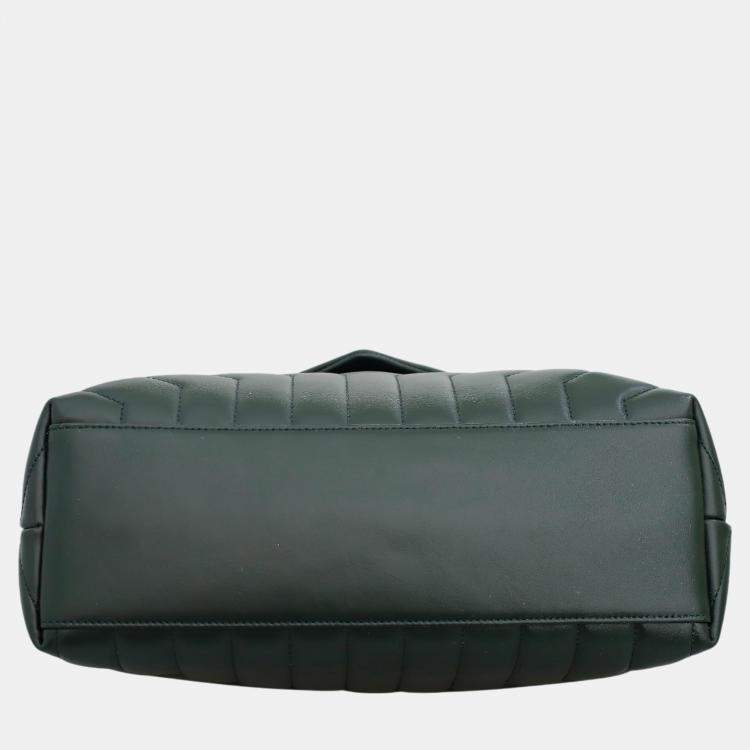 Pre Owned Saint Laurent Paris Green Leather Medium Loulou Bag 