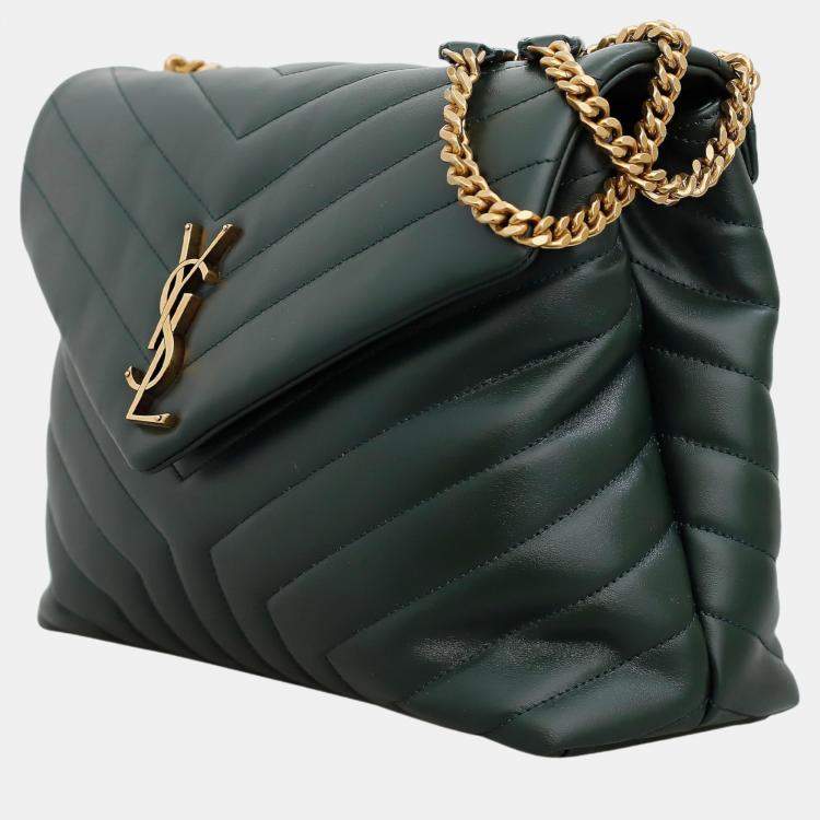 Saint Laurent Paris Green Leather Medium Loulou Bag Saint