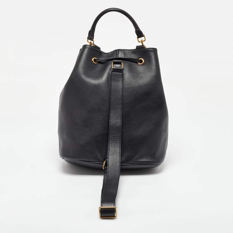 Pre Owned Saint Laurent Black Leather Emmanuelle Bucket Bag