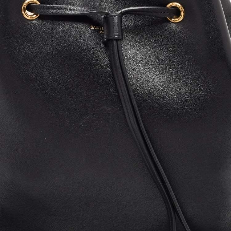 Pre Owned Saint Laurent Black Leather Emmanuelle Bucket Bag