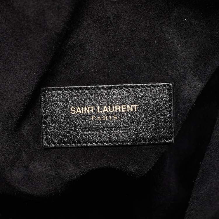 Pre Owned Saint Laurent Black Leather Emmanuelle Bucket Bag