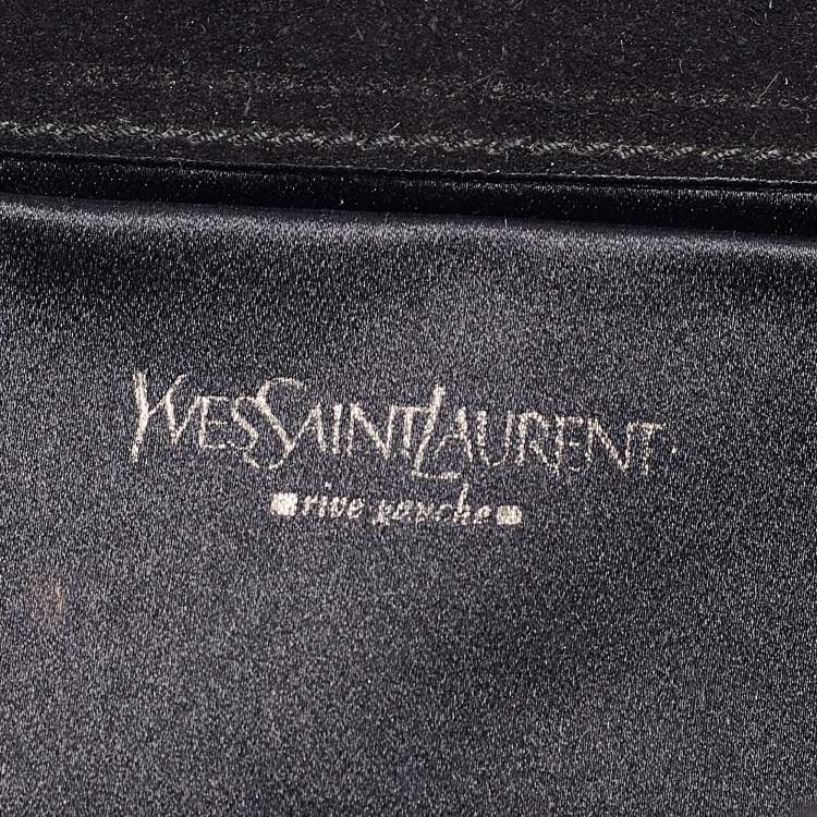 Pre Owned Saint Laurent Black Lizard Embossed Patent Leather Muse Clutch