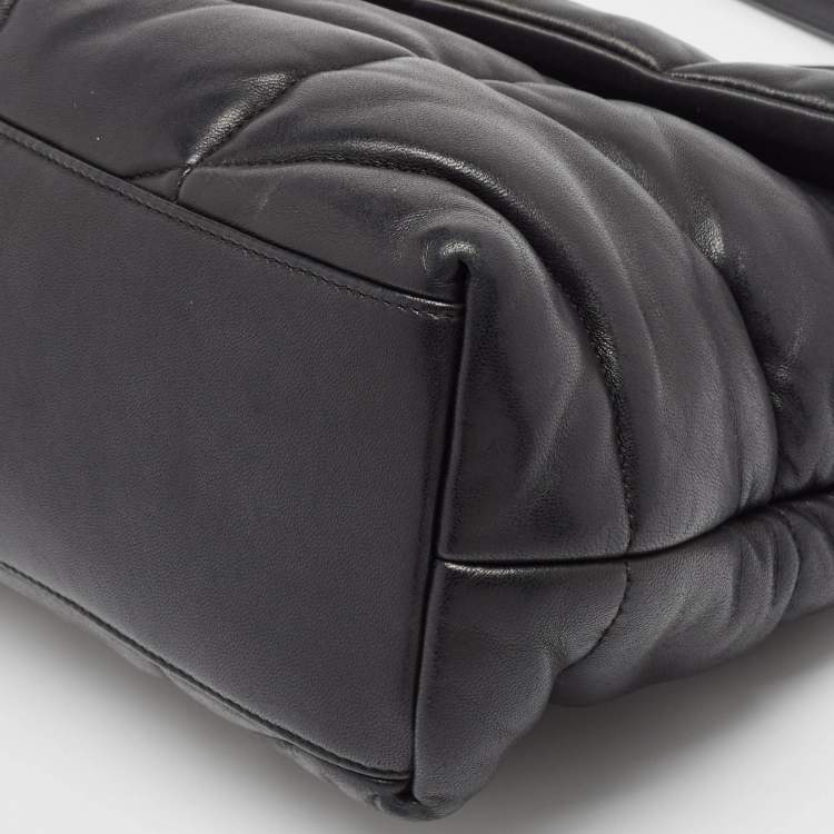 Pre Owned Saint Laurent Black Puffer Leather Medium Loulou Shoulder Bag