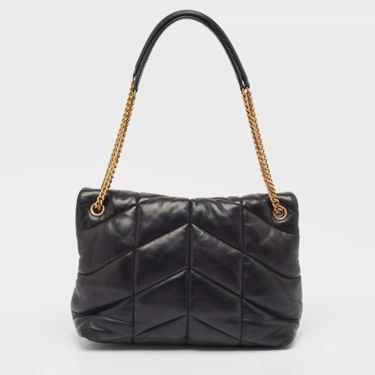 Pre Owned Saint Laurent Black Puffer Leather Medium Loulou Shoulder Bag