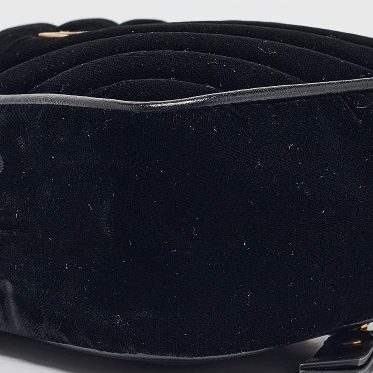 Pre Owned Saint Laurent Black Matelasse Velvet Lou Belt Bag