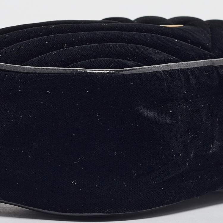 Pre Owned Saint Laurent Black Matelasse Velvet Lou Belt Bag