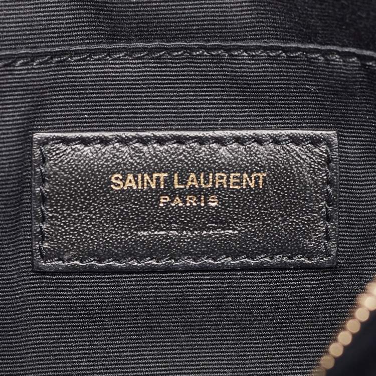Pre Owned Saint Laurent Black Matelasse Velvet Lou Belt Bag