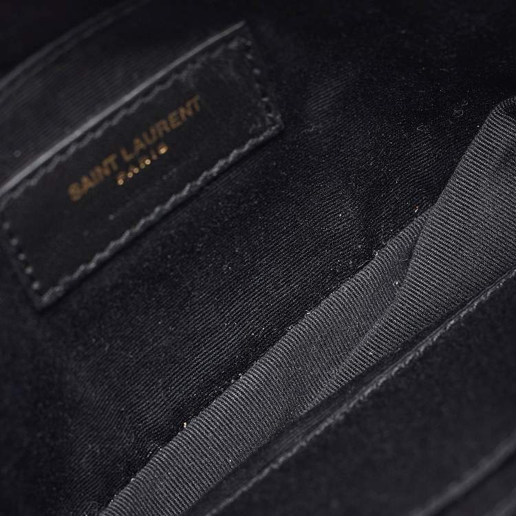 Pre Owned Saint Laurent Black Matelasse Velvet Lou Belt Bag