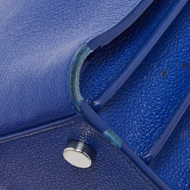 Pre Owned Saint Laurent Navy Blue Leather Nano Classic Sac De Jour Tote