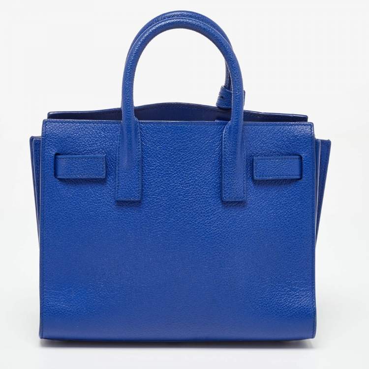 Pre Owned Saint Laurent Navy Blue Leather Nano Classic Sac De Jour Tote
