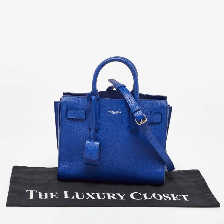 Pre Owned Saint Laurent Navy Blue Leather Nano Classic Sac De Jour Tote