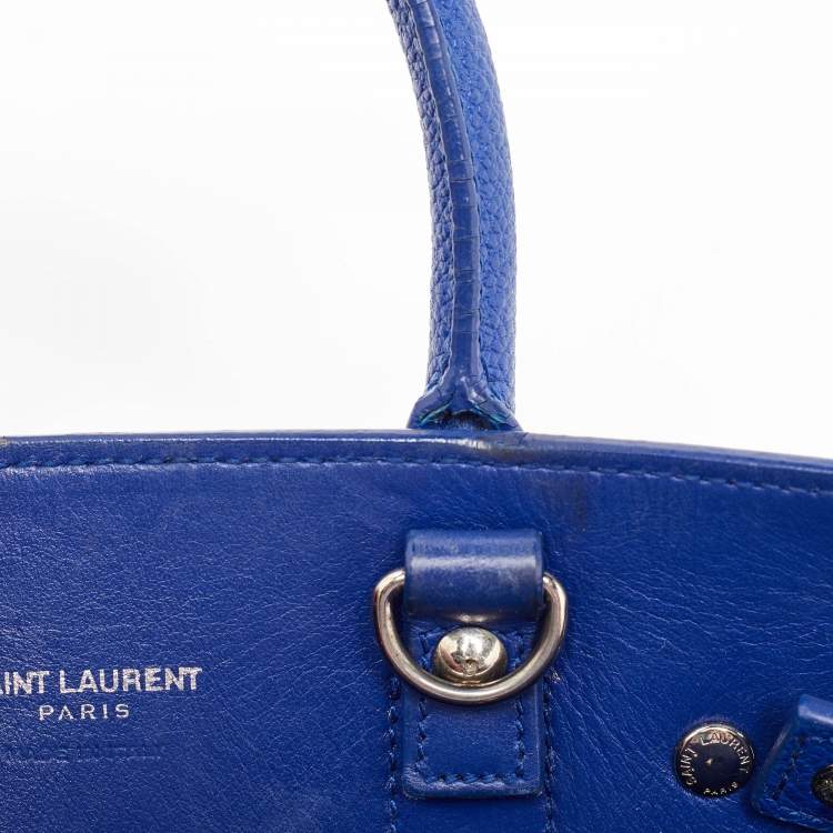 Pre Owned Saint Laurent Navy Blue Leather Nano Classic Sac De Jour Tote