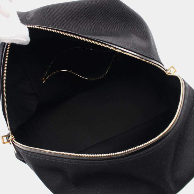 Pre Owned Saint Laurent Rive Gauche Canvas Leather Black  Tote Bag